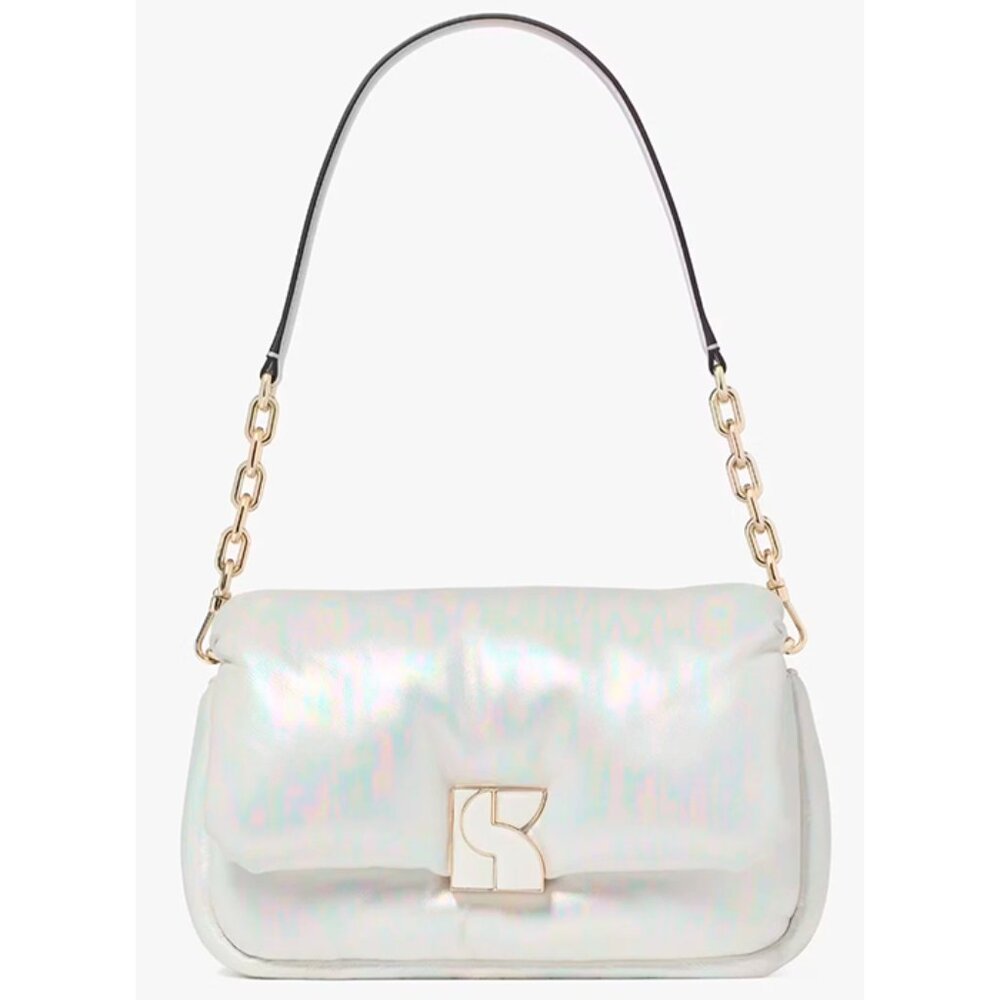 S Kate Spade Dakota Convertible Iridescent White Leather Crossbody Bag KI473 NWT